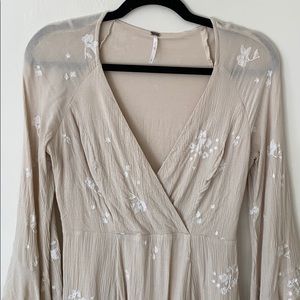 Free People bell sleeve embroidered dress